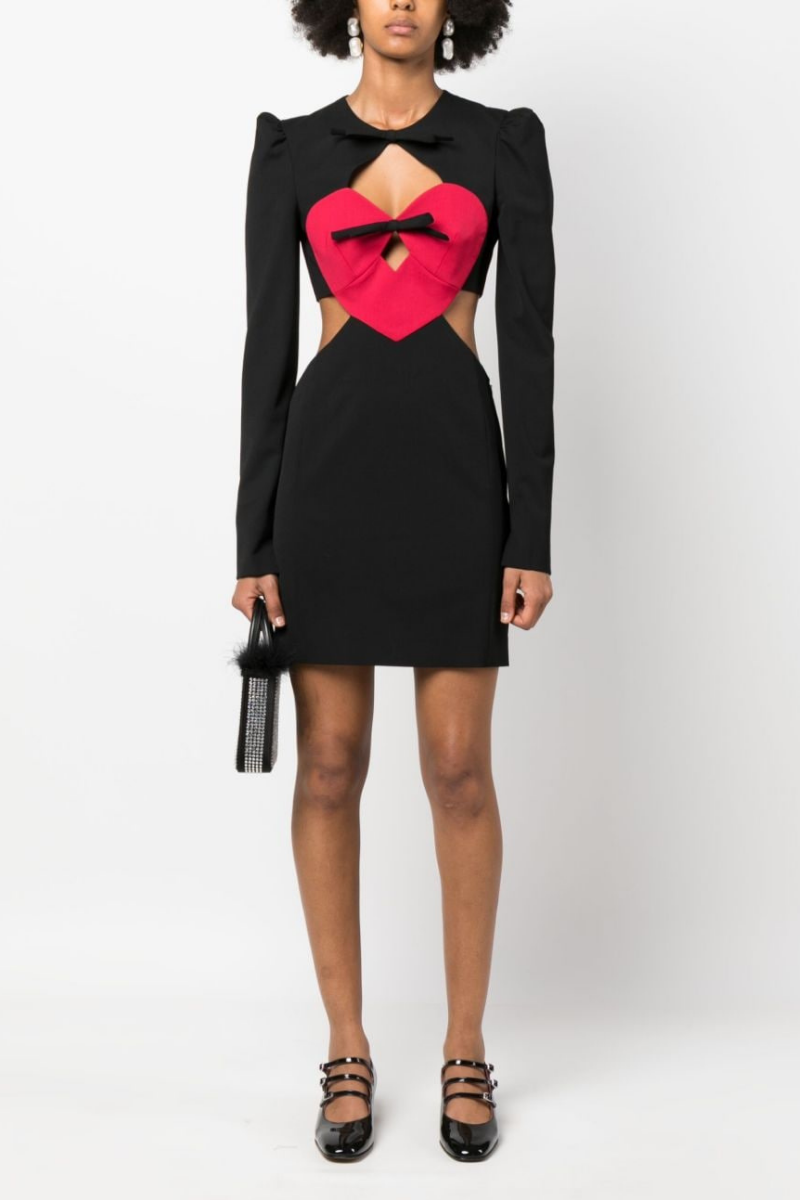 Vestido mini Azura de manga larga con lazo y abertura