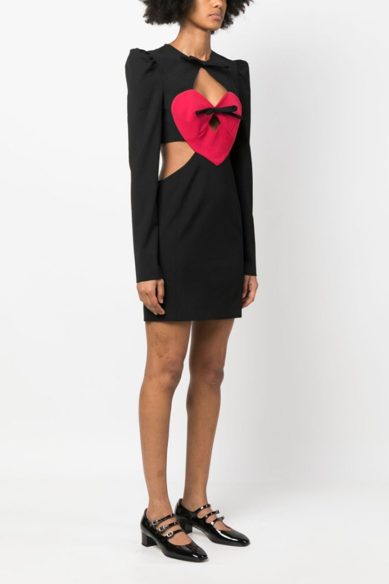 Vestido mini Azura de manga larga con lazo y abertura