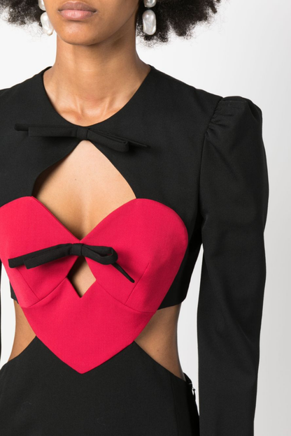 Vestido mini Azura de manga larga con lazo y abertura