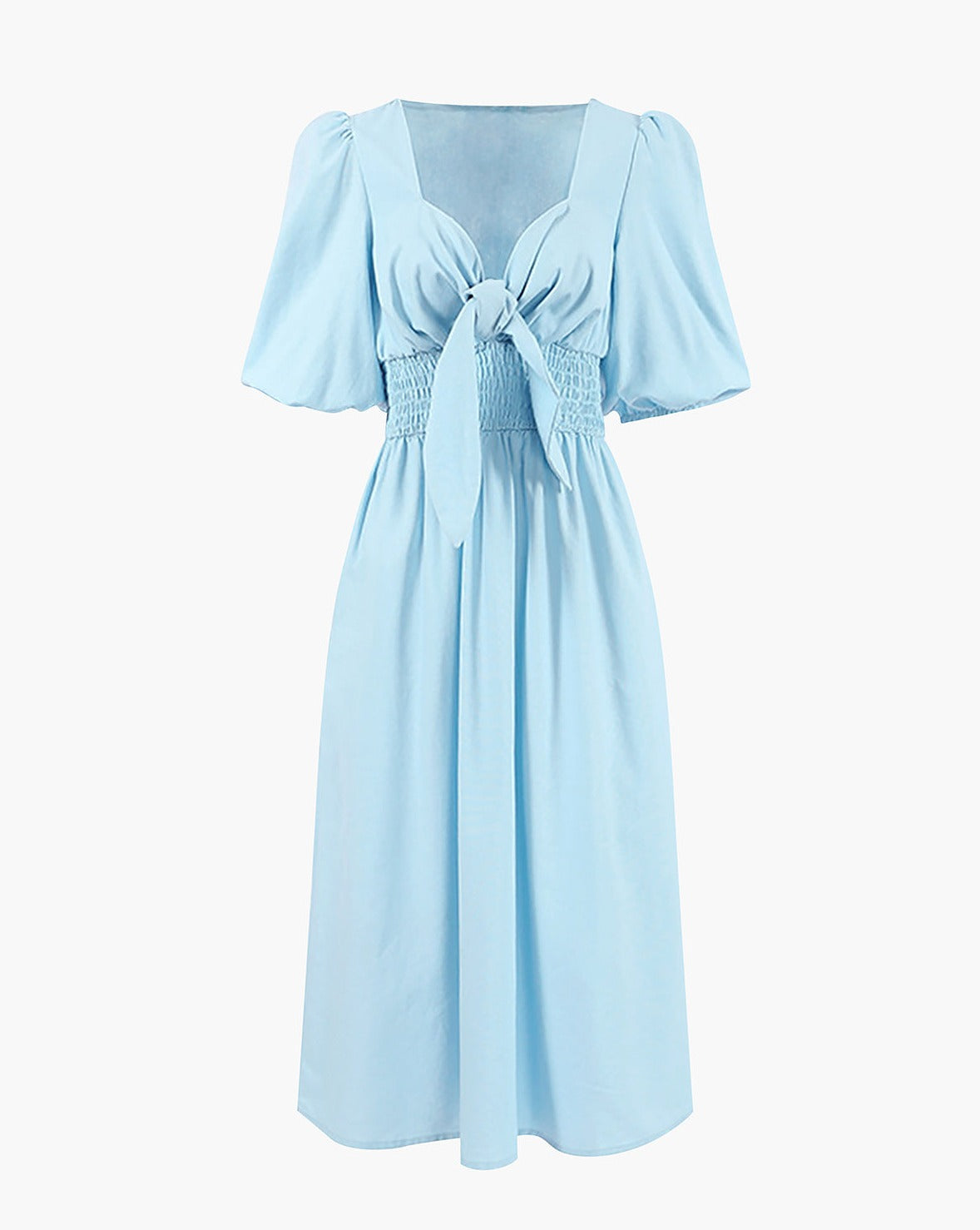 Linen Cotton Front Tie Midi Dress