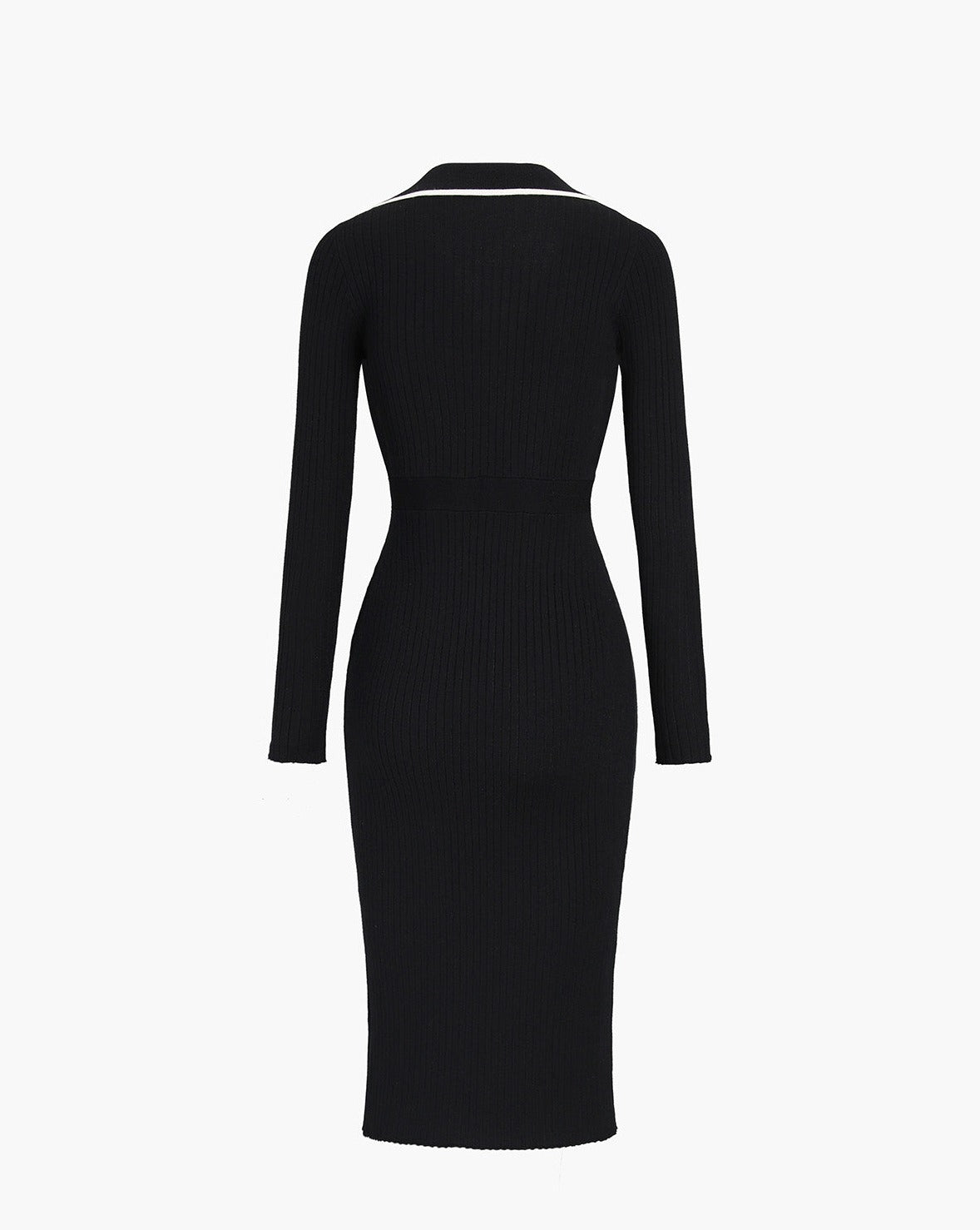 Contrast Trim Wrap Midi Knit Dress