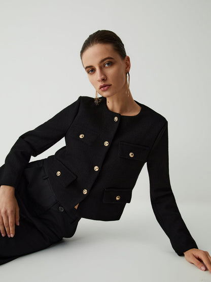 Vintage Button Graceful Tweed Blazer