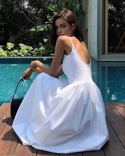 Patchwork Cotton Cami Midi Dress