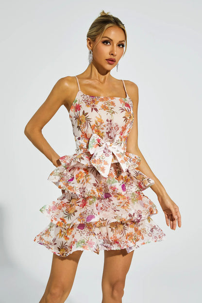 Irma Floral Ruched Slip Mini Dress