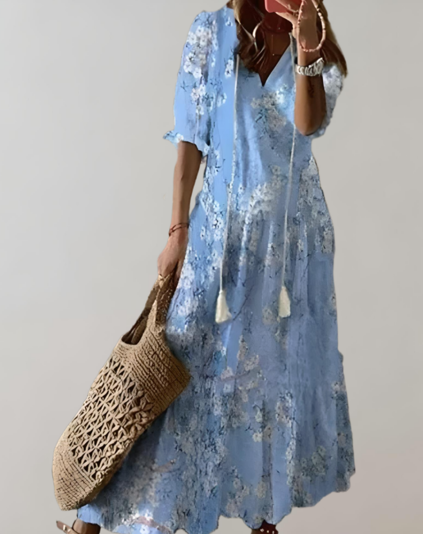 Vestido largo clásico bohemio para mujer con estampado floral | Ideal para primavera/verano