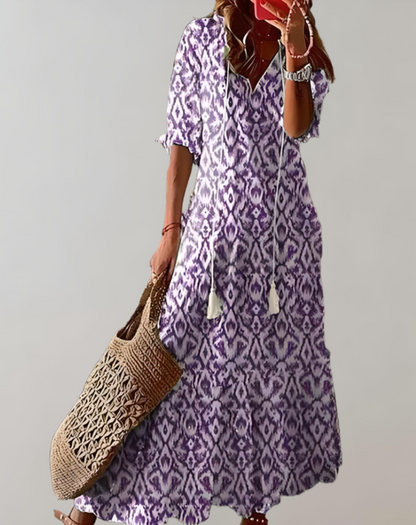 Vestido largo clásico bohemio para mujer con estampado floral | Ideal para primavera/verano