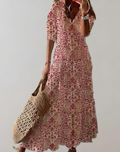 Vestido largo clásico bohemio para mujer con estampado floral | Ideal para primavera/verano