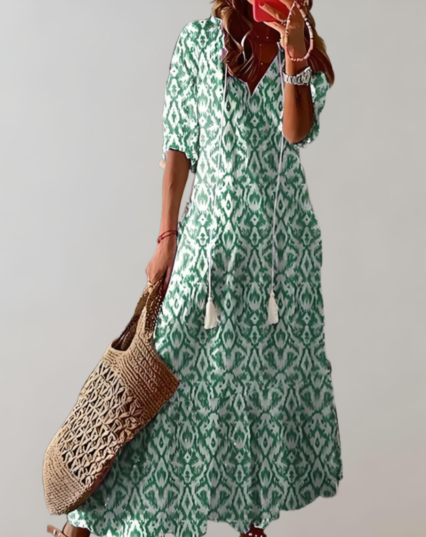Vestido largo clásico bohemio para mujer con estampado floral | Ideal para primavera/verano