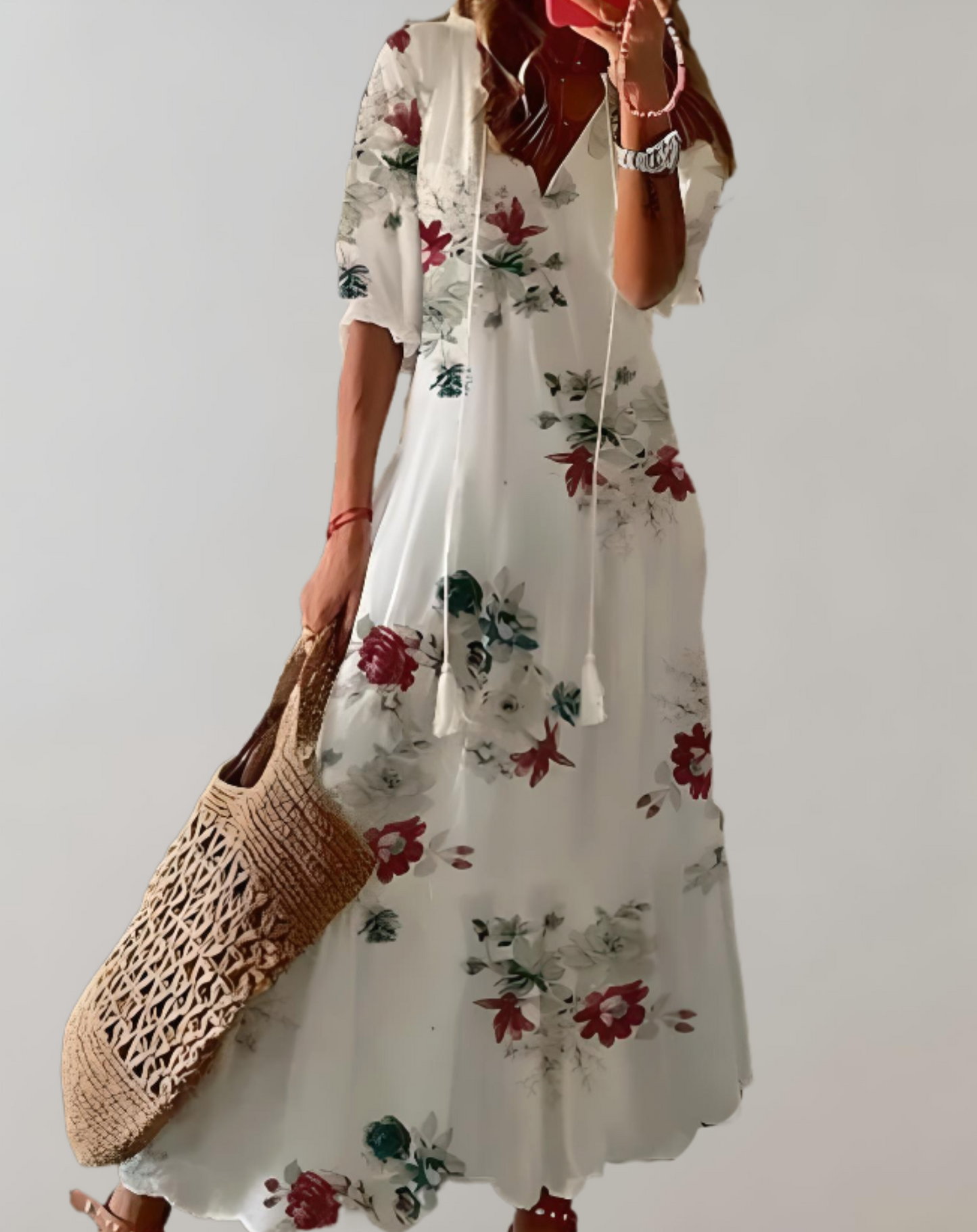 Vestido largo clásico bohemio para mujer con estampado floral | Ideal para primavera/verano