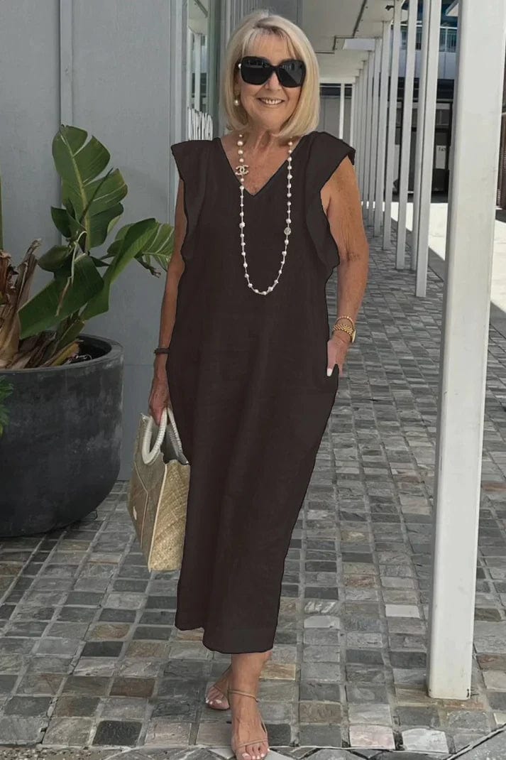 Chic Maxi Dress with V-Neck | Great for Everyday Wear
