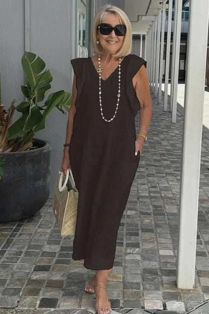 Chic Maxi Dress with V-Neck | Great for Everyday Wear