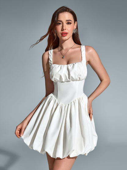 Backless Pleated Hem Bodycon Cami Dress