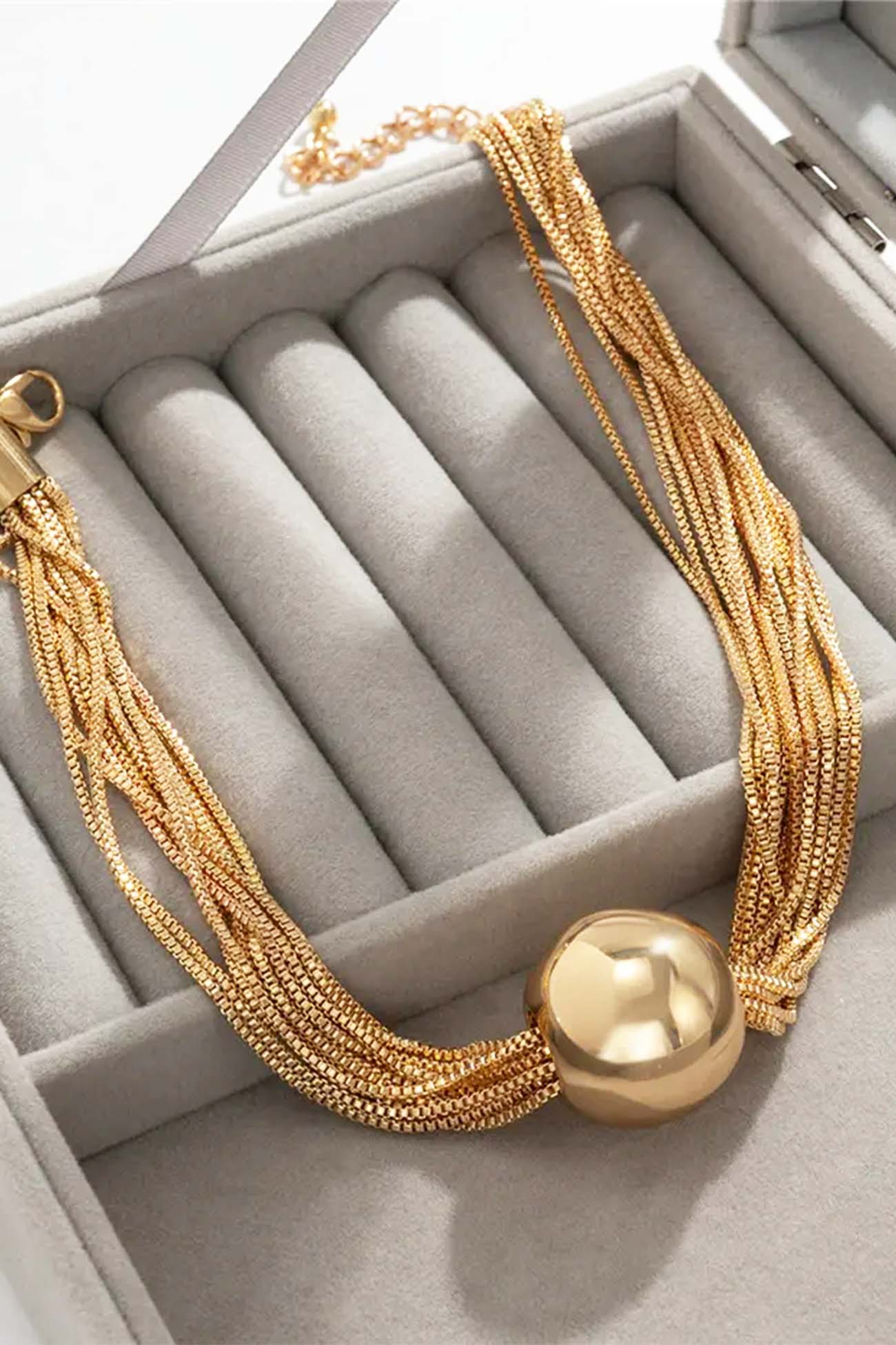 Ball Pendant Twisted Layered Necklace