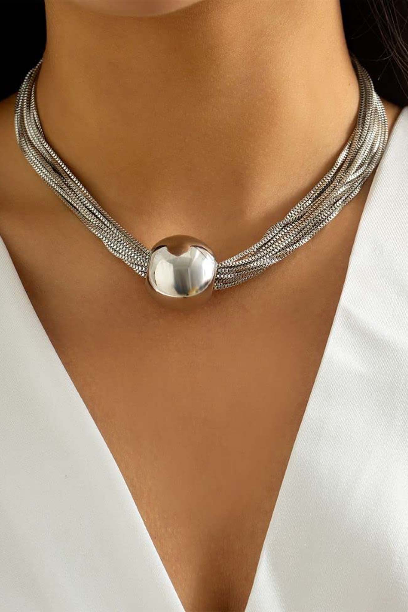 Ball Pendant Twisted Layered Necklace