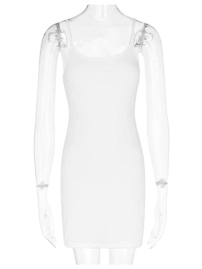 White Spaghetti Strap Sleeveless Aesthetic Beach Wear Mini Dress