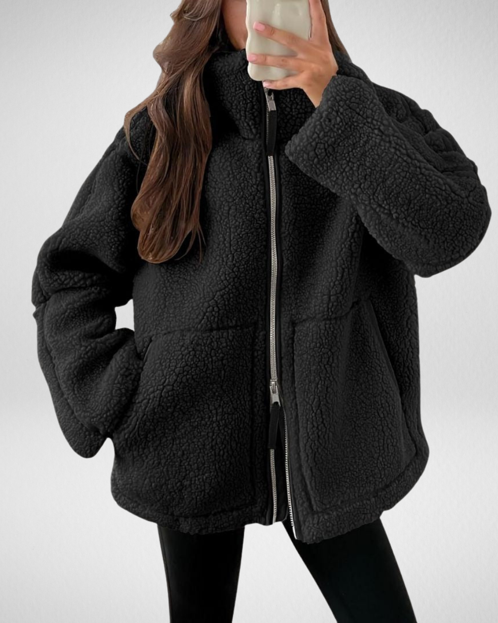 Bella Oversized Teddy Fleece Zip Up Jacket