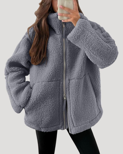 Bella Oversized Teddy Fleece Zip Up Jacket