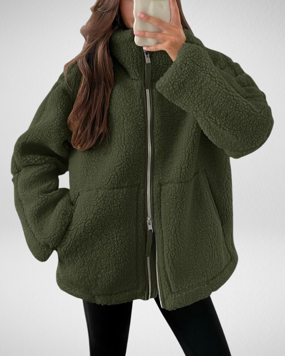 Bella Oversized Teddy Fleece Zip Up Jacket