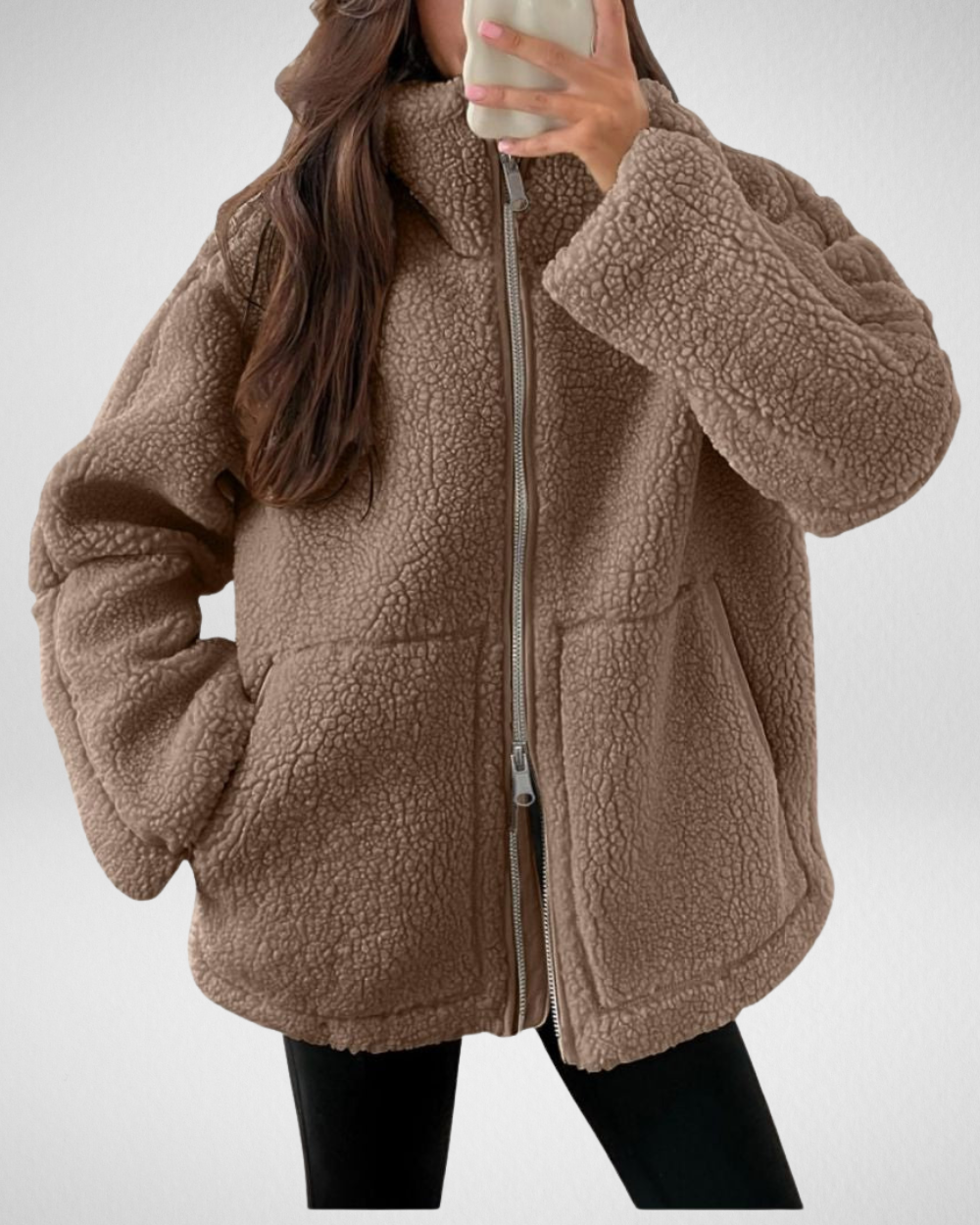 Bella Oversized Teddy Fleece Zip Up Jacket