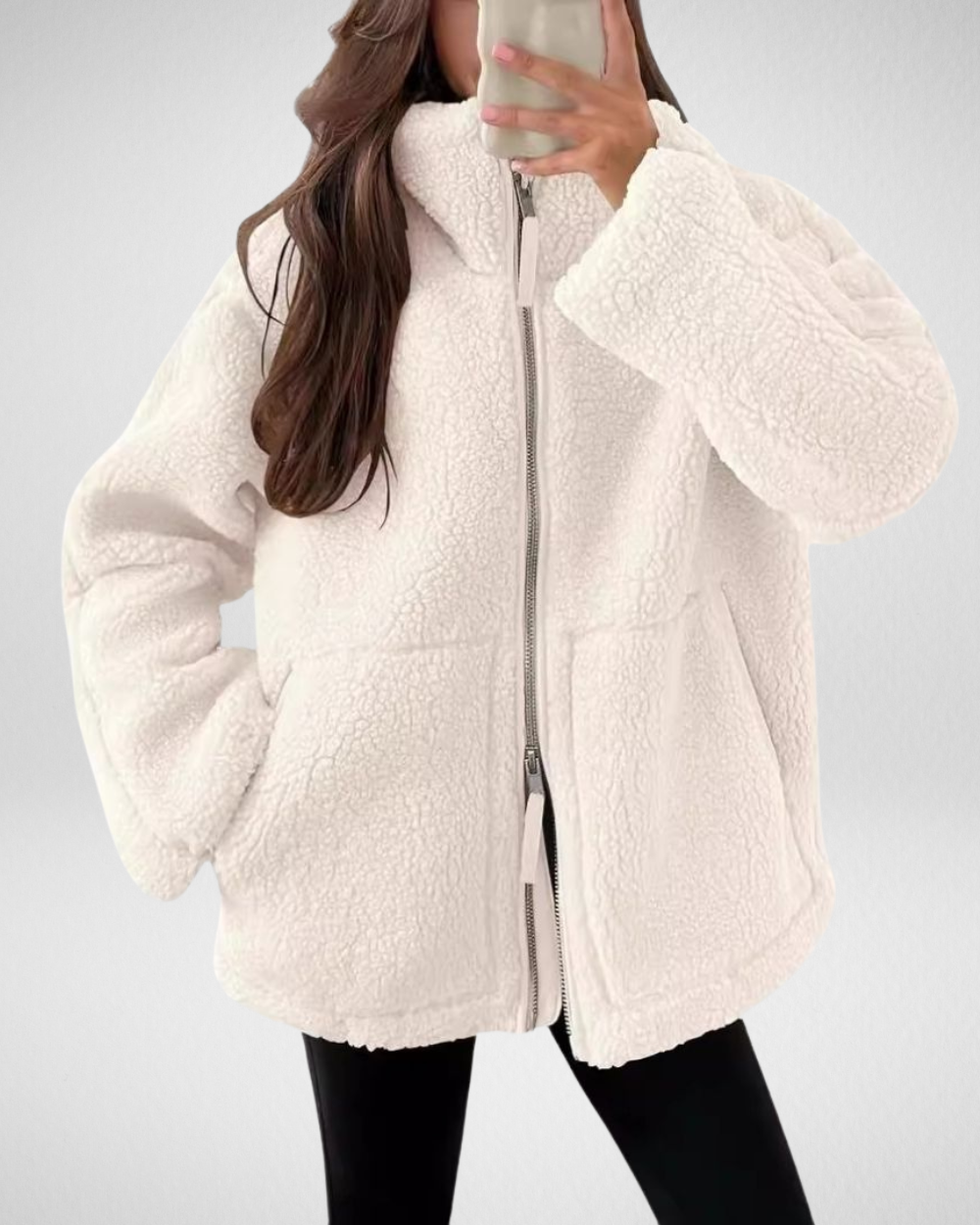 Bella Oversized Teddy Fleece Zip Up Jacket