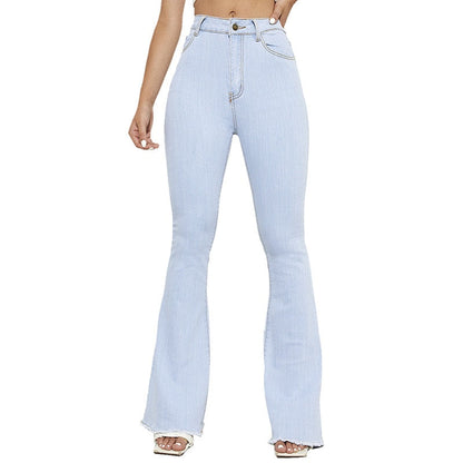 DressBetty - Benuynffy Button Fly Women's Raw Hem Flare Jeans