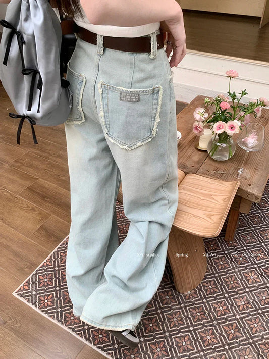 Waisted Women 2025 New Streetwear Y2k Casual Loose Denim Jeans