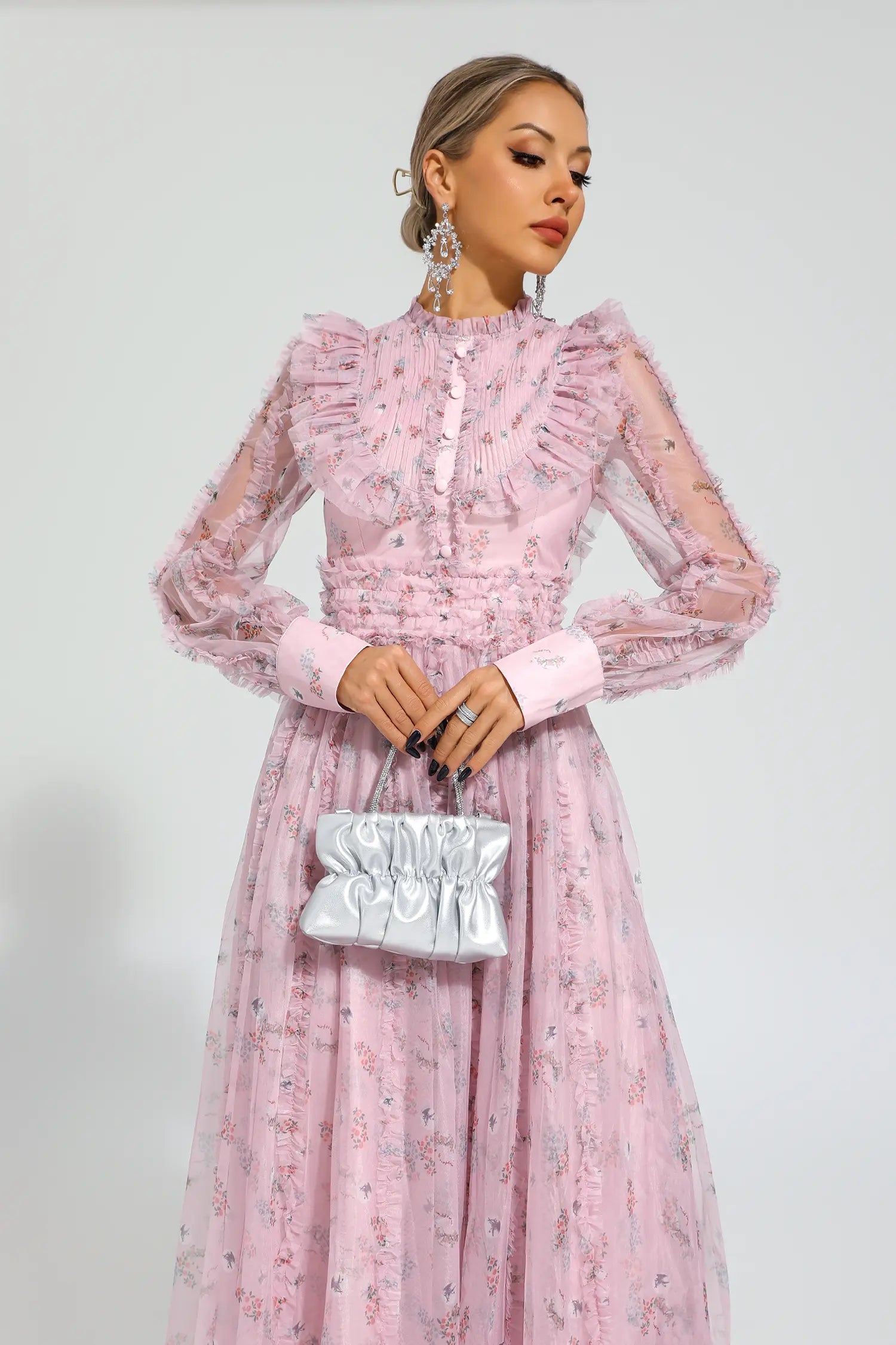 Beryl Pink Floral Long Sleeve Dress – Lilyprettygal