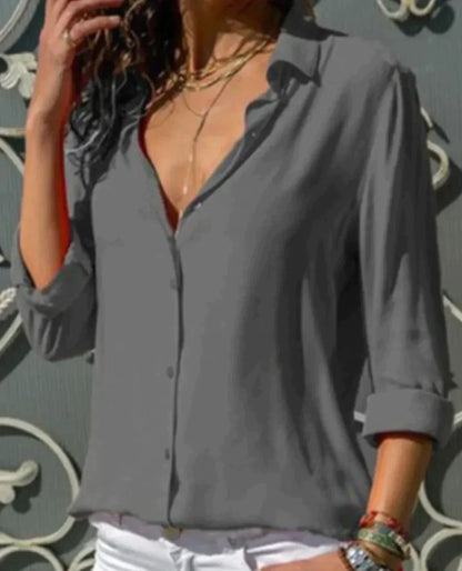 Blusa clásica de gasa abotonada para mujer | Ideal para primavera/verano