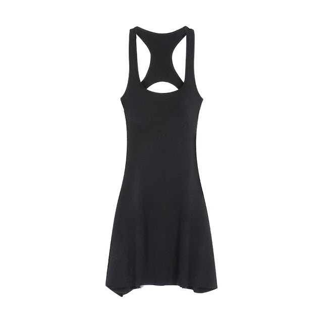 Black Backless Dresses for Women’s Summer Sexy Spicy Girl Slim Sleeveless Mini Dress Skinny Elastic Sundress Sporty Y2k Clothes