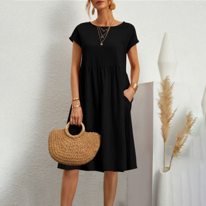 Women's Classic Roundneck Midi Dress  | Ideal for Spring/Summer