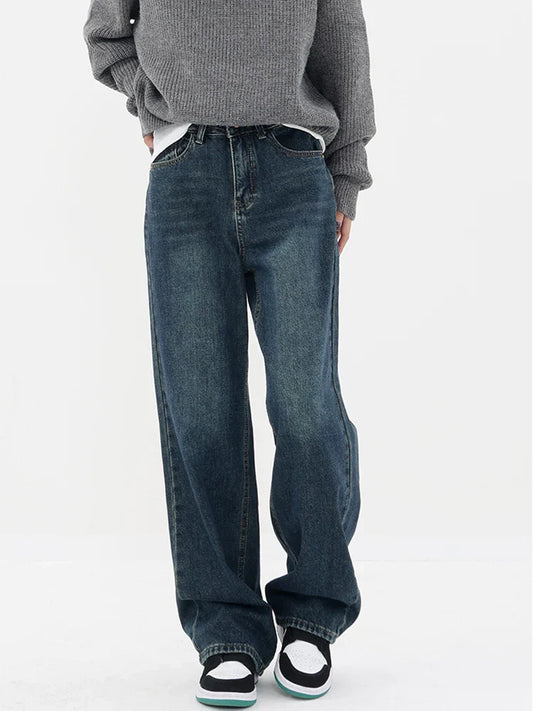 Streetwear American Style Fashion Wide Leg Denim Jeans