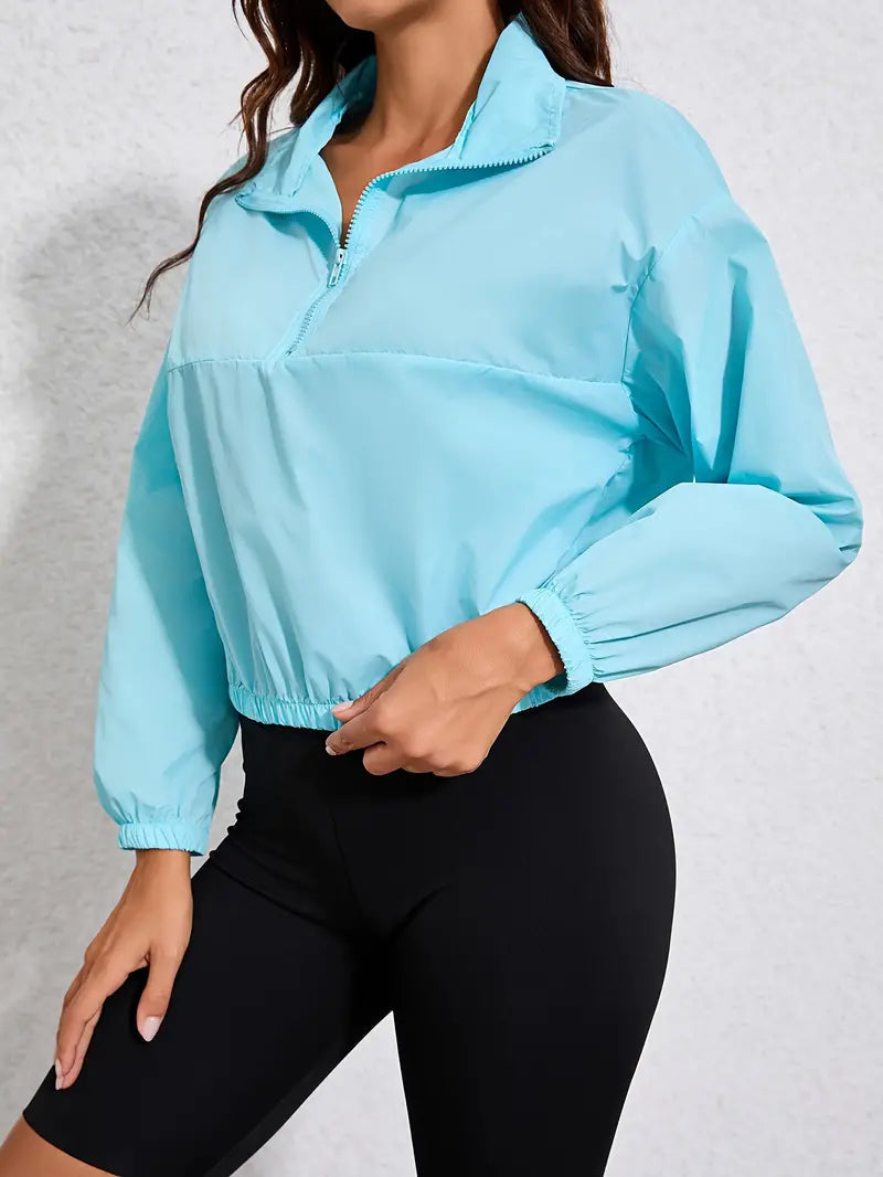Chaqueta cortavientos informal azul con cremallera | Ideal para actividades al aire libre