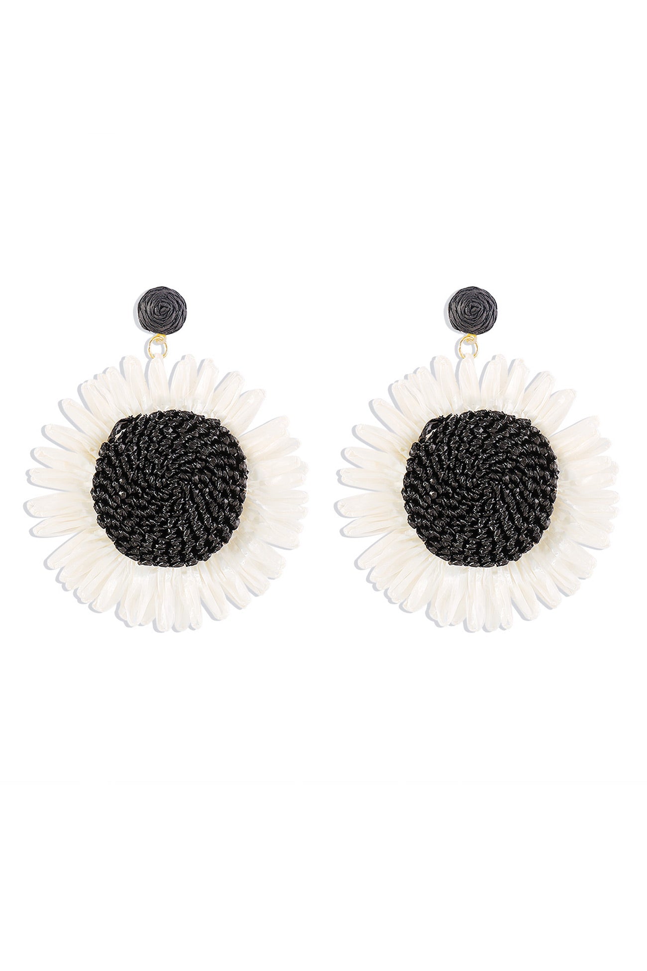 Bohemian Raffia Braided Floral Earrings