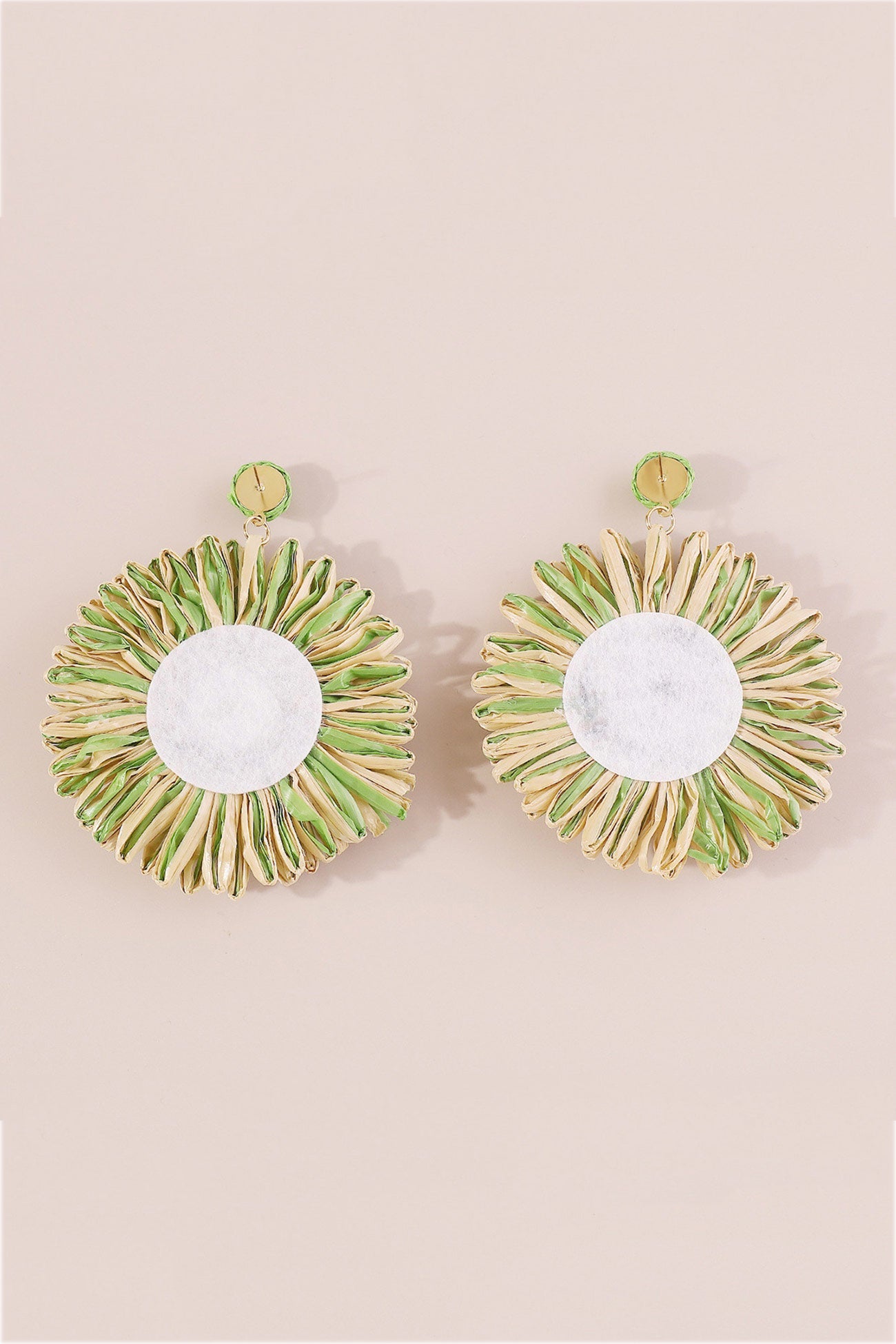 Bohemian Raffia Braided Floral Earrings