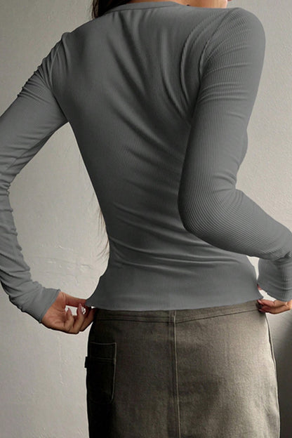 Button-down Slim Fit Ribbed Tops