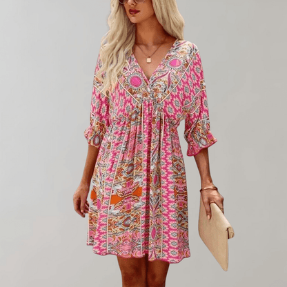 Rosalie - Mini Vestido Boho - Chic - Estilo Atemporal - Ideal para el Verano