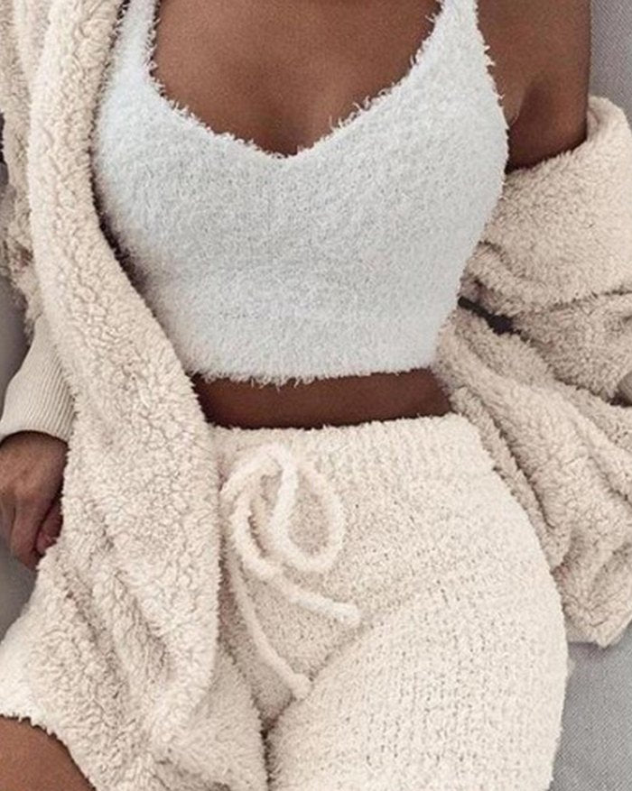 Solid Cropped Pajama Set