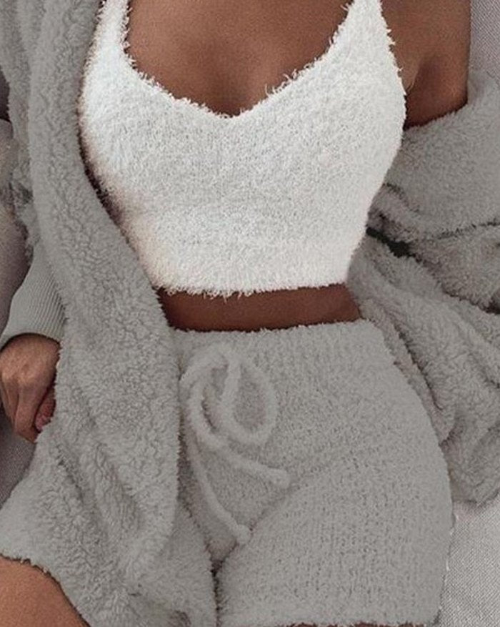 Solid Cropped Pajama Set