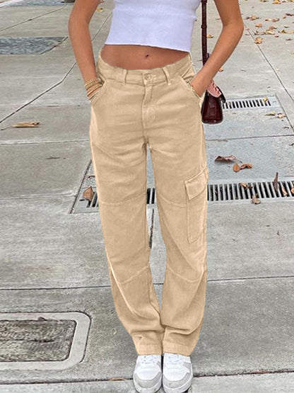 Pocket Patched Straight Cargo Jeans