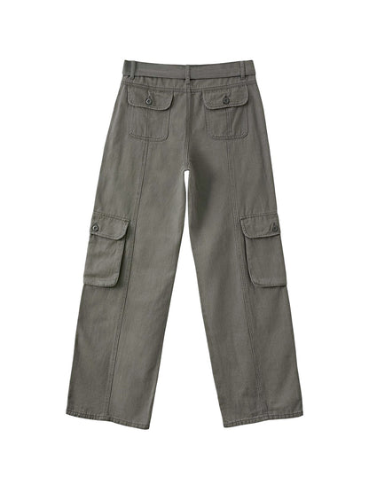 Washed Pocket Patched Cargo Jeans