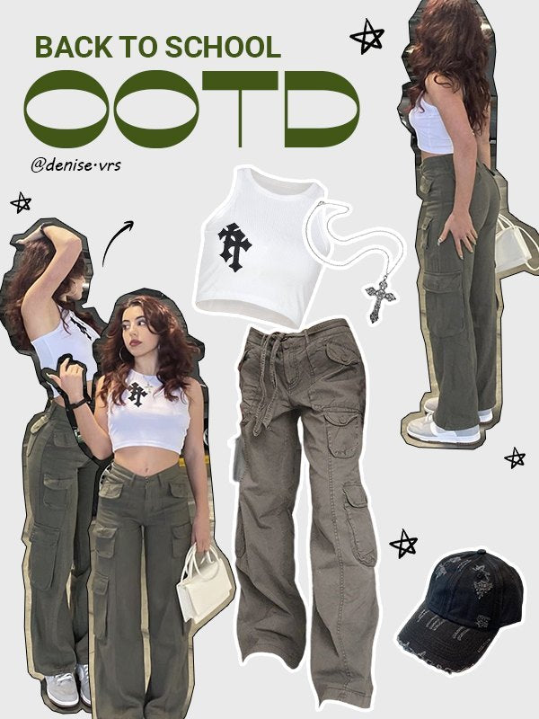 Washed Pocket Patched Cargo Jeans