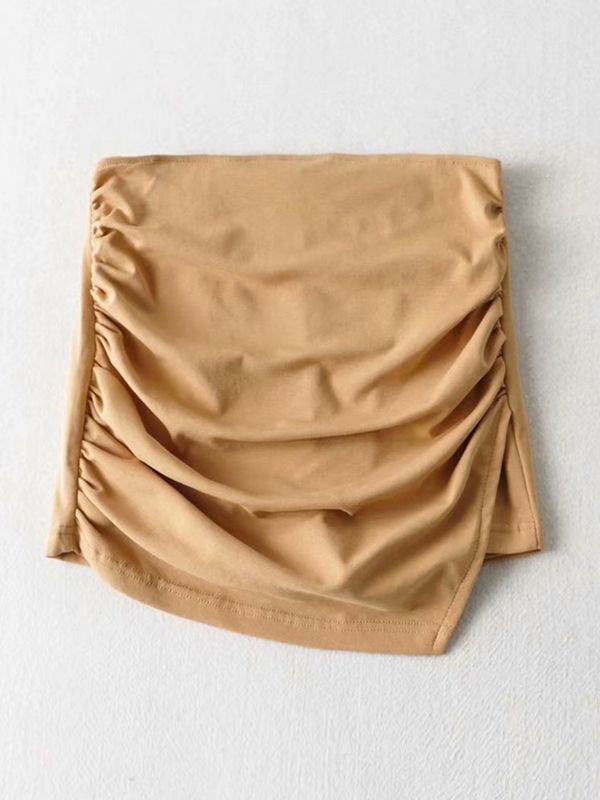 Ruched Split Lined Mini Skirt