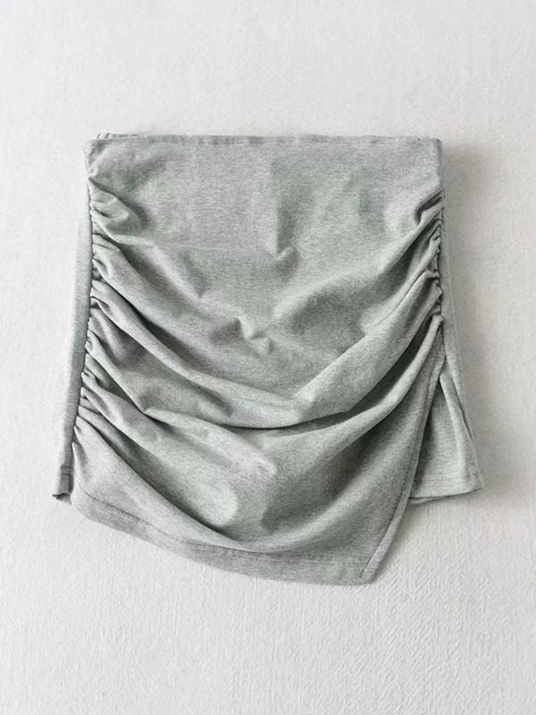 Ruched Split Lined Mini Skirt