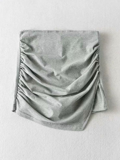 Ruched Split Lined Mini Skirt