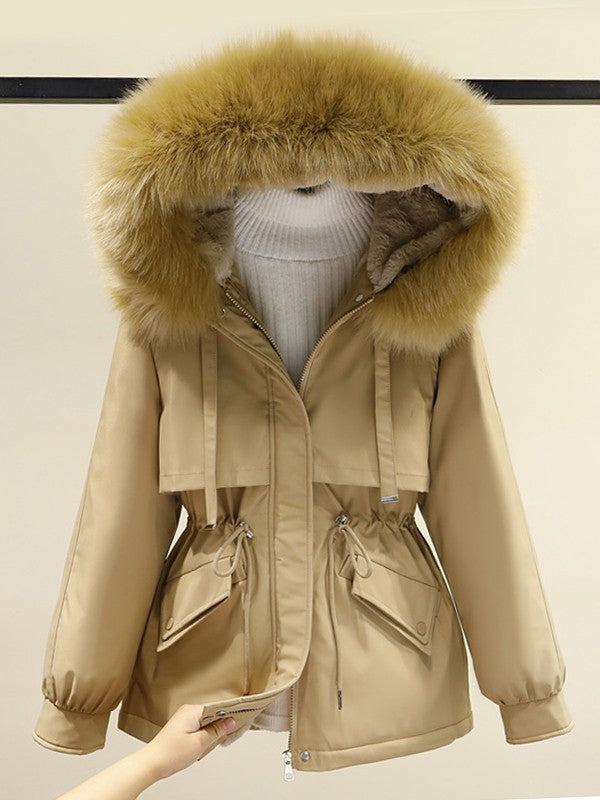 Faux Fur Hooded Parka Coat