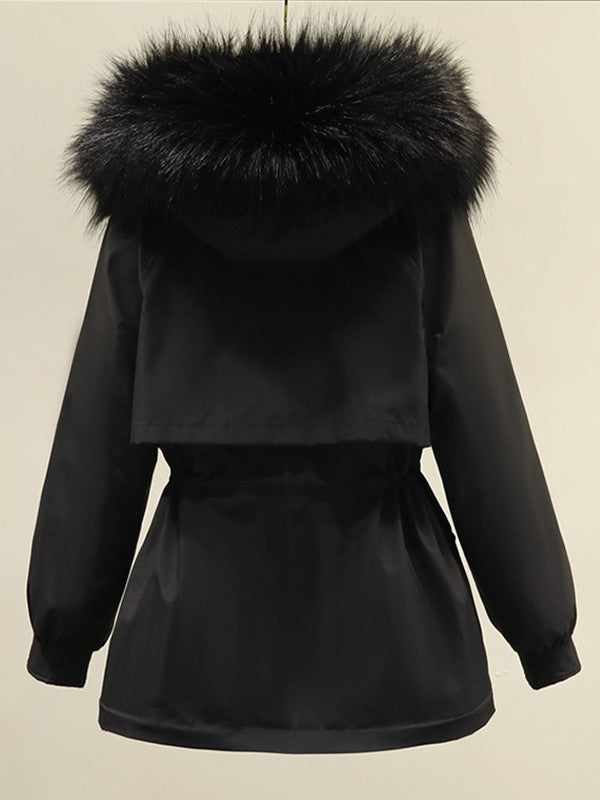 Faux Fur Hooded Parka Coat
