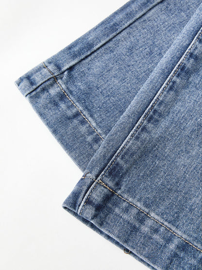 Pocket Design Blue Wash Boyfriend Jeans