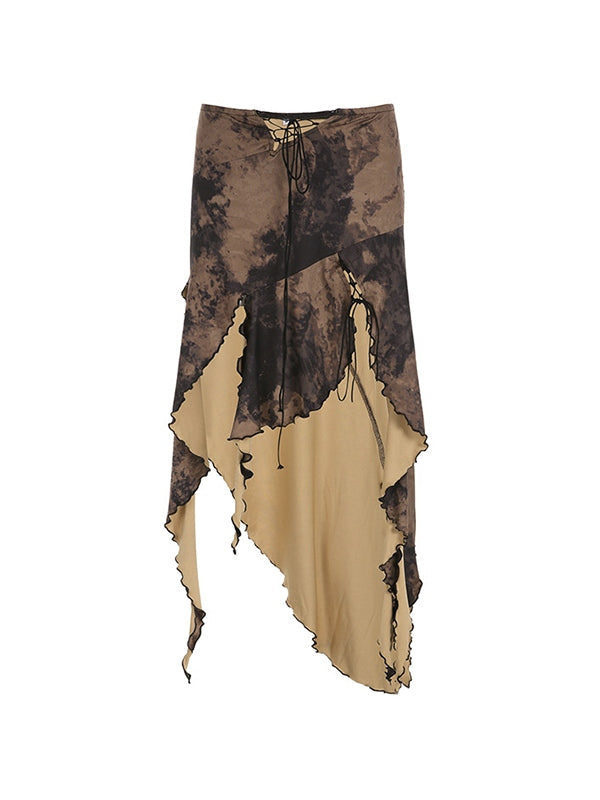 Asymmetric Lace Up Maxi Skirt