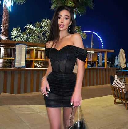 FashionSierra -Sexy Slim Ruched Elegant Mini Dress