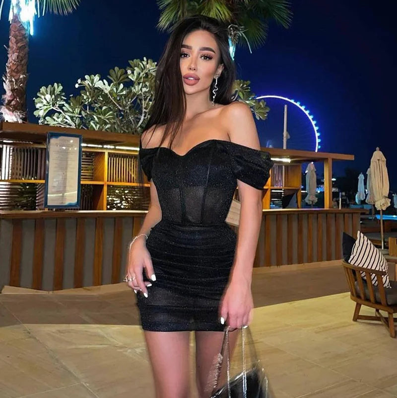 FashionSierra -Sexy Slim Ruched Elegant Mini Dress